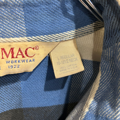 90's BIG MAC ネルシャツ ブロックチェック USA製 青白黒(L)/A8950SH-SO