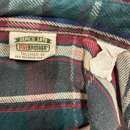 90's Five Brother ファイブブラザー ネルシャツ 紫緑ベージュ(M)/A8506SH-SO