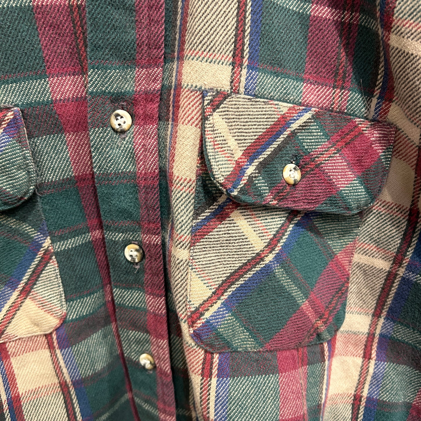 90's Five Brother ファイブブラザー ネルシャツ 紫緑ベージュ(M)/A8506SH-SO