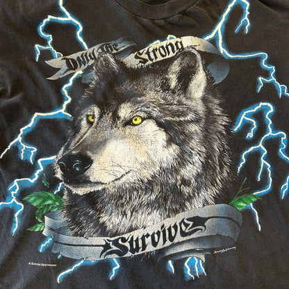 90's USA Thunder アメリカンサンダー アニマルプリントTシャツ 狼 (XL)/A7138T-SO