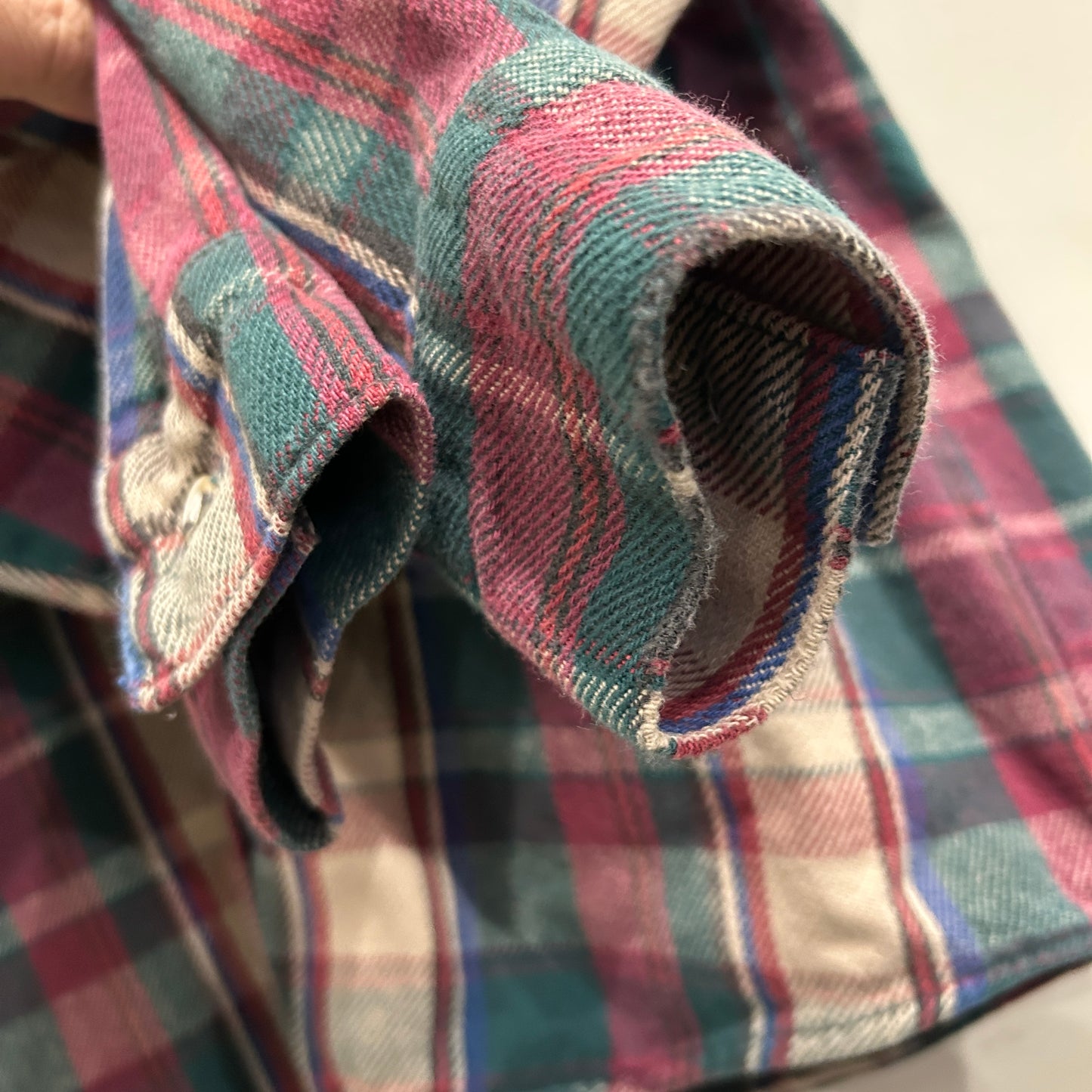 90's Five Brother ファイブブラザー ネルシャツ 紫緑ベージュ(M)/A8506SH-SO