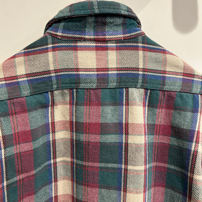 90's Five Brother ファイブブラザー ネルシャツ 紫緑ベージュ(M)/A8506SH-SO