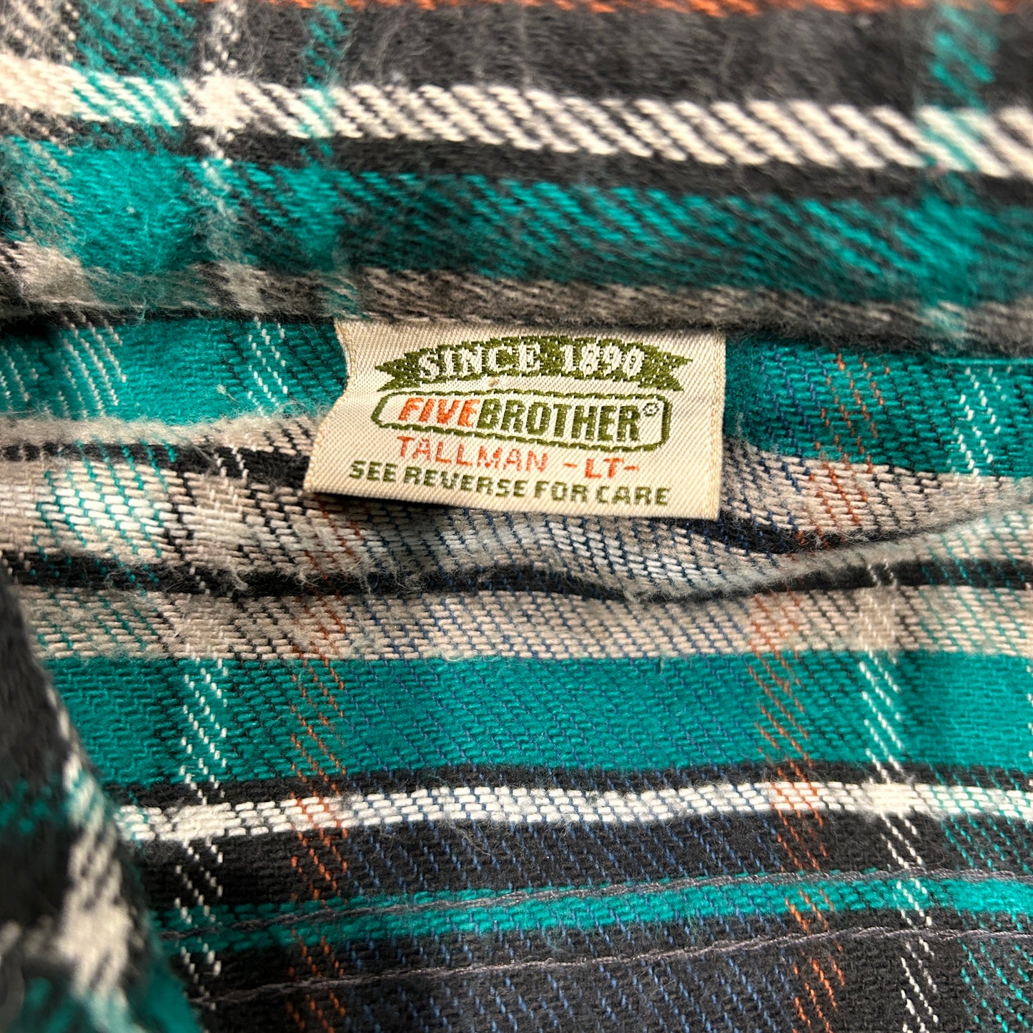 90's Five Brother ファイブブラザー ヘビーネルシャツ USA製 緑青(L-TALL)/B2848SH-SO