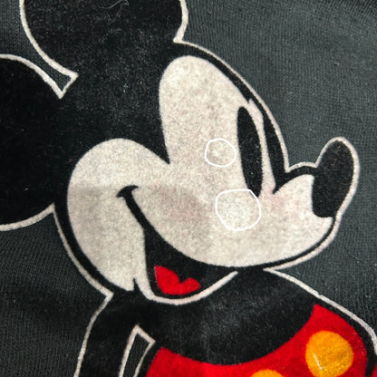 80's Disney ディズニー ミッキーマウス ラグランスウェット フロッキー 黒(L)/B1545S-SO