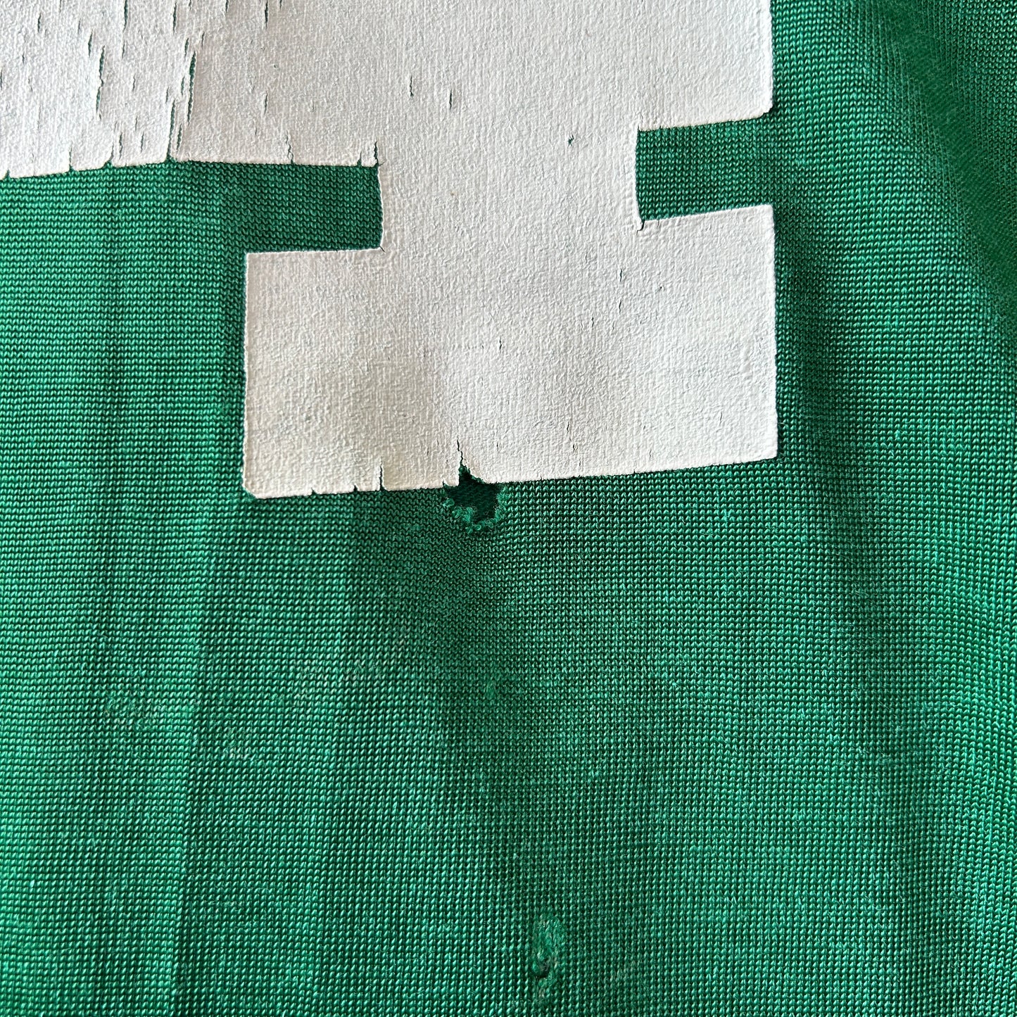 70's ブランド不明 フットボールTシャツ カップショルダー ナイロン グリーン/C0699T-SO