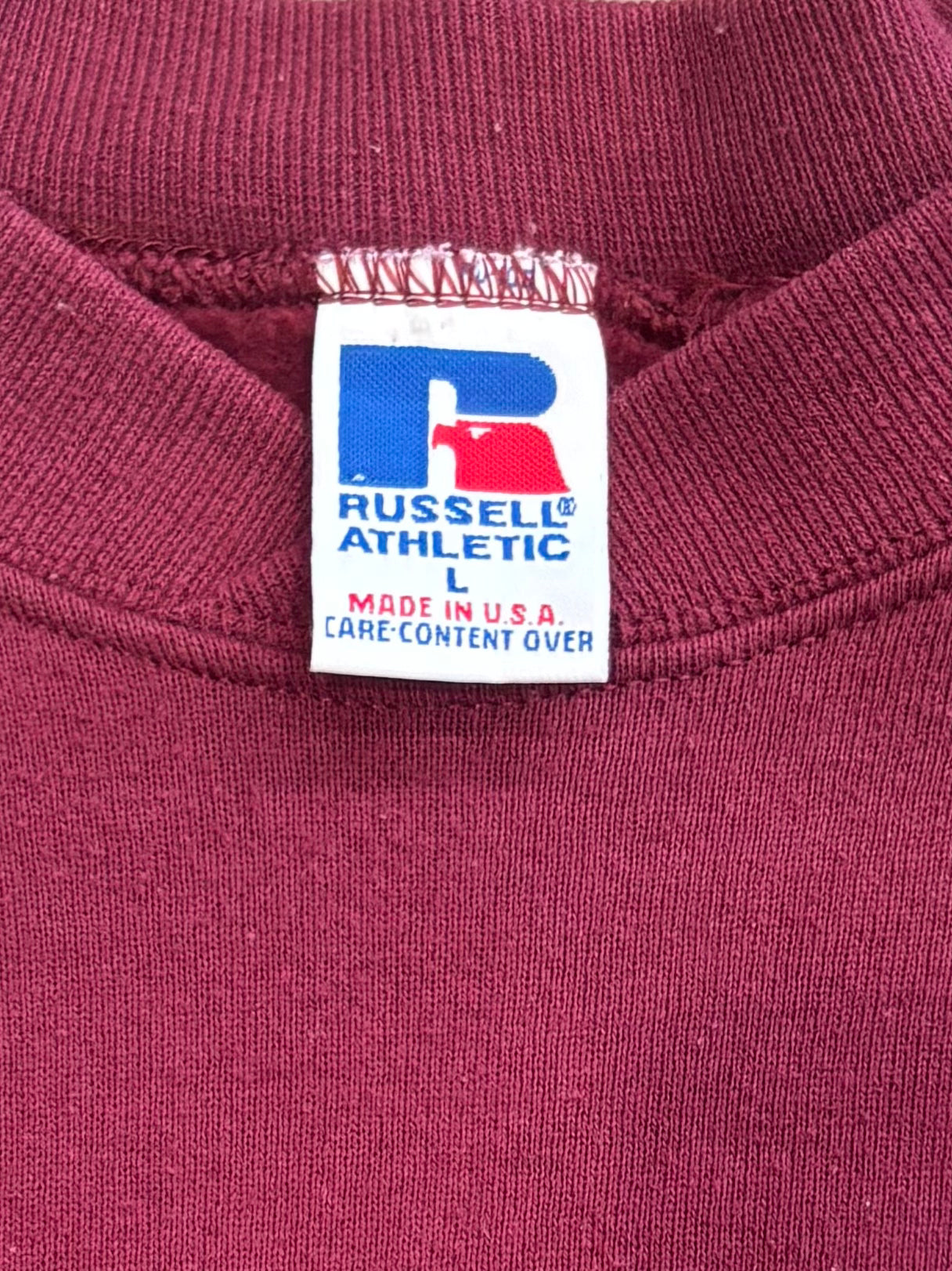 90s Russell Athletic ラッセル 袖ライン ブランクスウェット ボルドー(L)/A5254S-SO