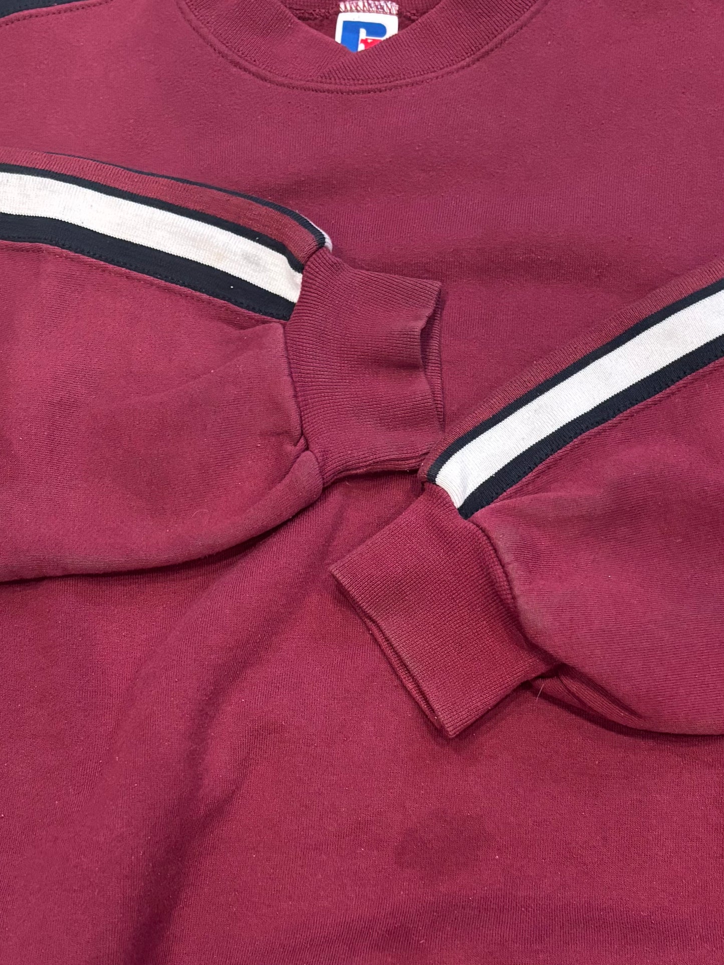 90s Russell Athletic ラッセル 袖ライン ブランクスウェット ボルドー(L)/A5254S-SO