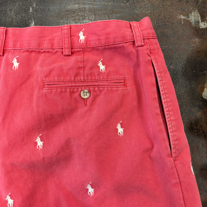 00's  Polo Ralph Lauren ポニーロゴ柄 ショーツ ハーフパンツ 赤 38/A7316P-SO