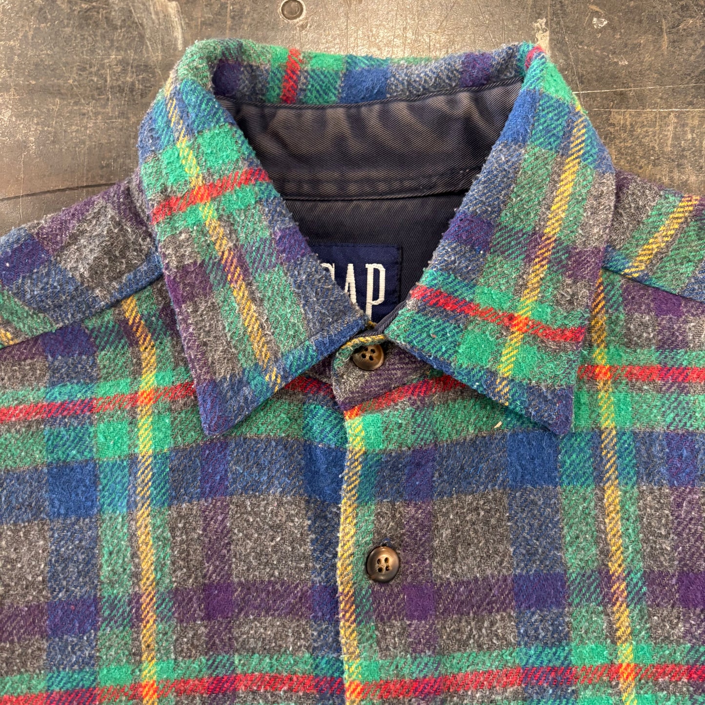 GAP ギャップ タータンチェック ネルシャツ 緑青グレー (推定M) /A8818SH-SO