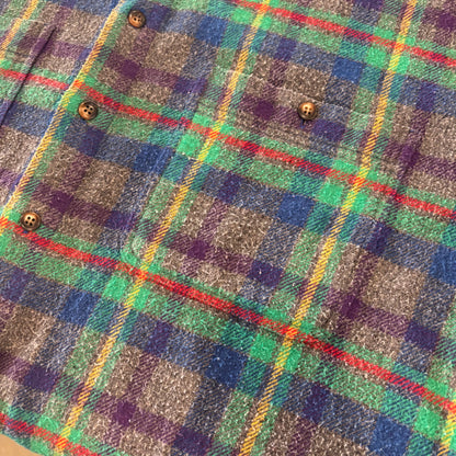 GAP ギャップ タータンチェック ネルシャツ 緑青グレー (推定M) /A8818SH-SO