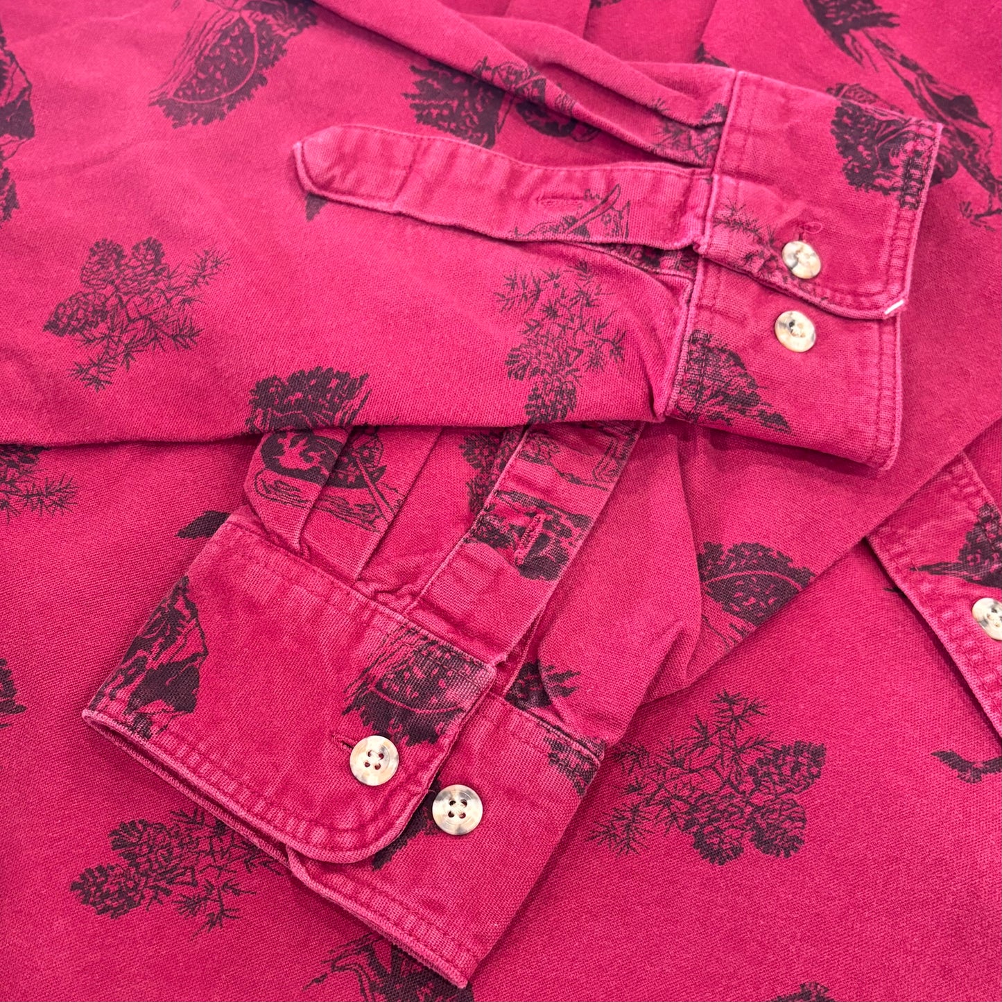 90's Eddie Bauer エディーバウアー 総柄 シャモアクロスシャツ ワインレッド (XL) /B2880SH-SO