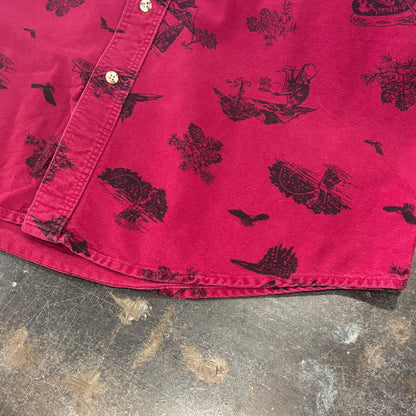 90's Eddie Bauer エディーバウアー 総柄 シャモアクロスシャツ ワインレッド (XL) /B2880SH-SO