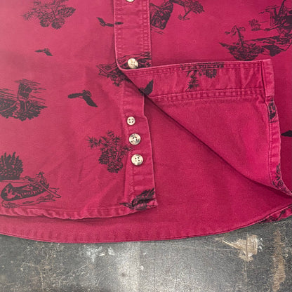 90's Eddie Bauer エディーバウアー 総柄 シャモアクロスシャツ ワインレッド (XL) /B2880SH-SO