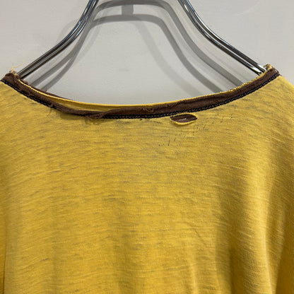 ６０’s Champion ダブルフェイスTシャツ 茶・黄(L)/A6319T-S0