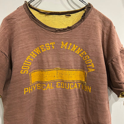 ６０’s Champion ダブルフェイスTシャツ 茶・黄(L)/A6319T-S0