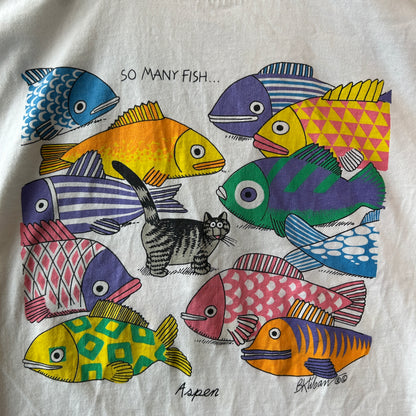 90's Crazy Shirt ”クリバンキャット" プリントTシャツ スーベニア ハワイ 白(L)/C0707T-SO