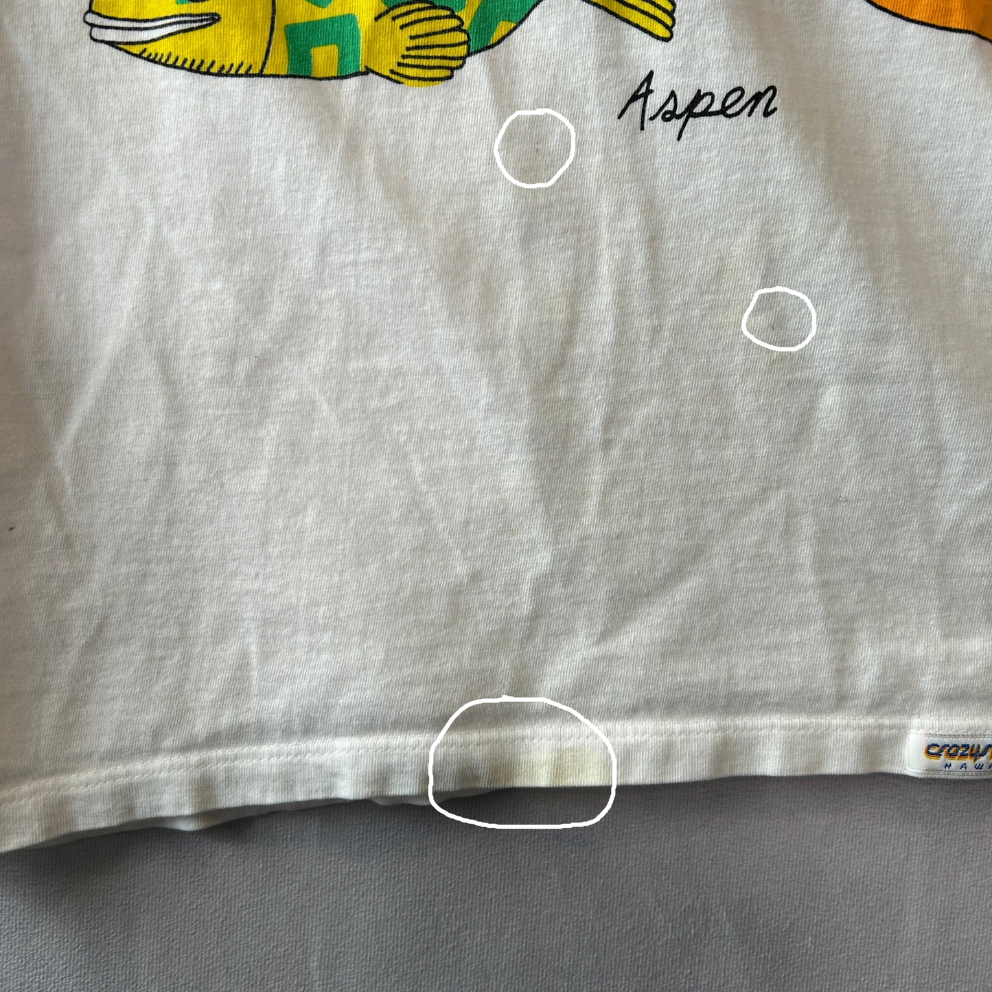 90's Crazy Shirt ”クリバンキャット" プリントTシャツ スーベニア ハワイ 白(L)/C0707T-SO