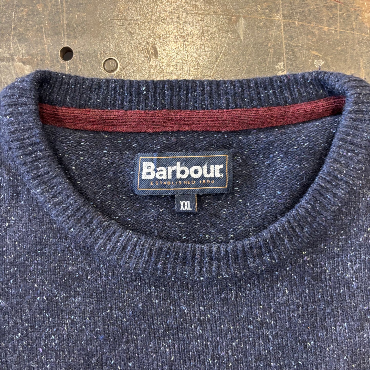 00's Barbour バブアー クルーネック セーター ニット ネイビー (XXL) /B3390K-SO