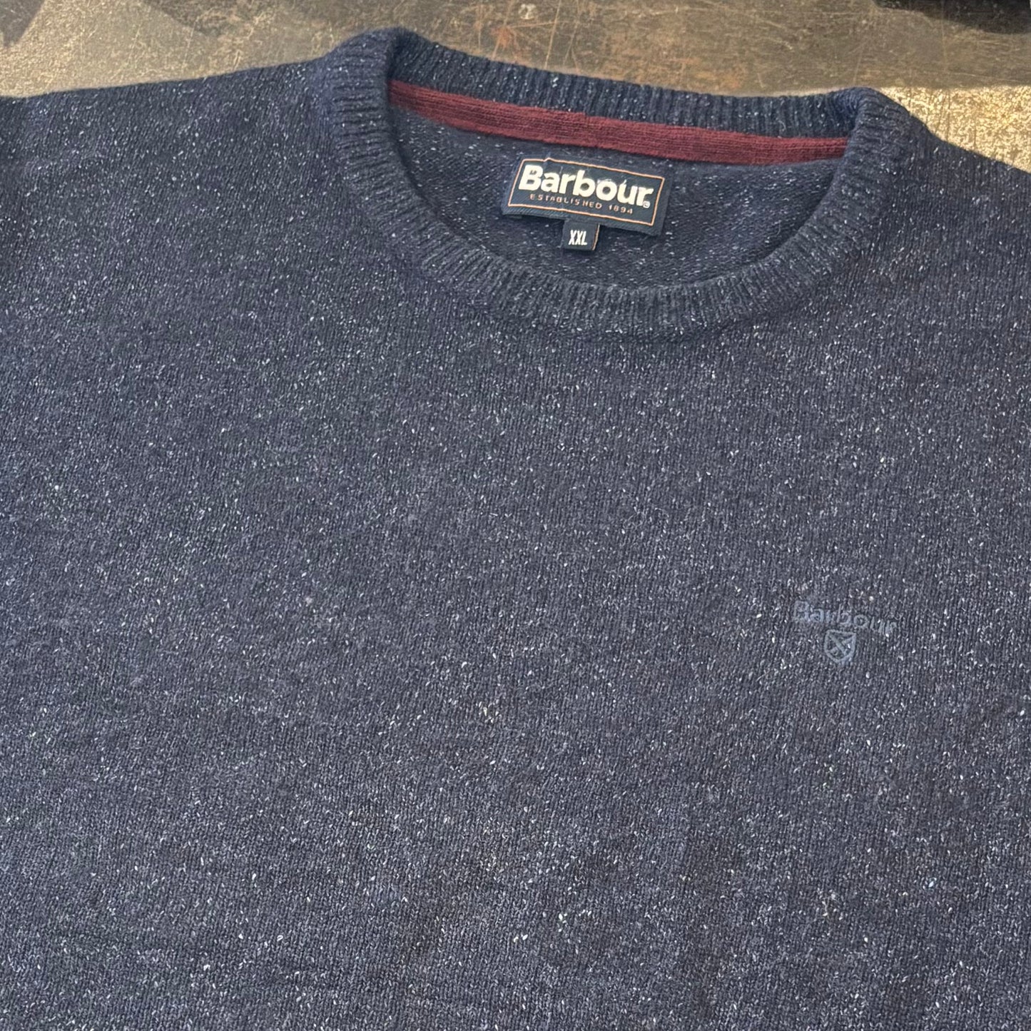 00's Barbour バブアー クルーネック セーター ニット ネイビー (XXL) /B3390K-SO