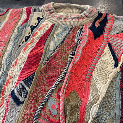 90's CARLO ALBERTO 総柄 3Dニット セーター マルチカラー (XS) /A8953K-SO