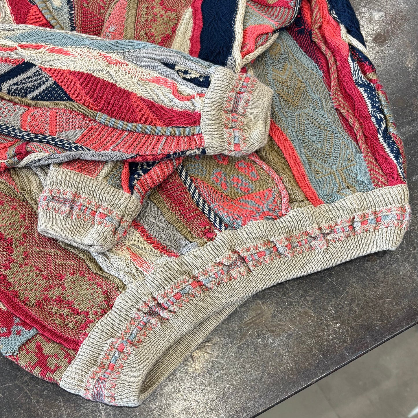 90's CARLO ALBERTO 総柄 3Dニット セーター マルチカラー (XS) /A8953K-SO