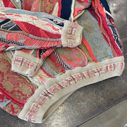 90's CARLO ALBERTO 総柄 3Dニット セーター マルチカラー (XS) /A8953K-SO