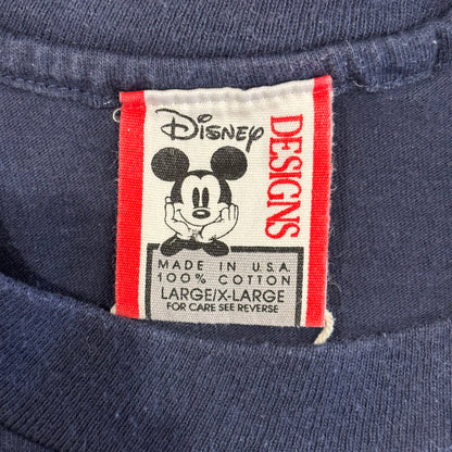 90's Disney '96 ミッキープリント ディズニーTシャツ 紺 (XL)/B2791T-SO