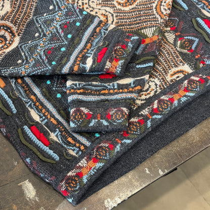 90's COOGI クージー 総柄 Vネック 3Dニット セーター マルチカラー (XL) /B3391K-SO