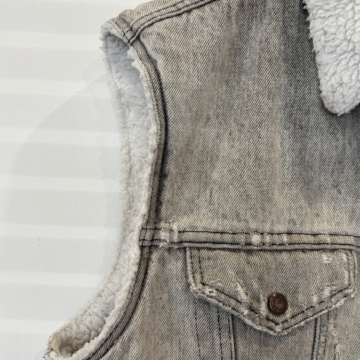 80's Levi's リーバイス ボアデニムベスト 白グレー (XL)/A5328V-SO