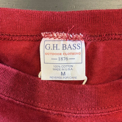 90's G.H.BASS ポケットTシャツ ワインレッド (M)/A6586T-SO