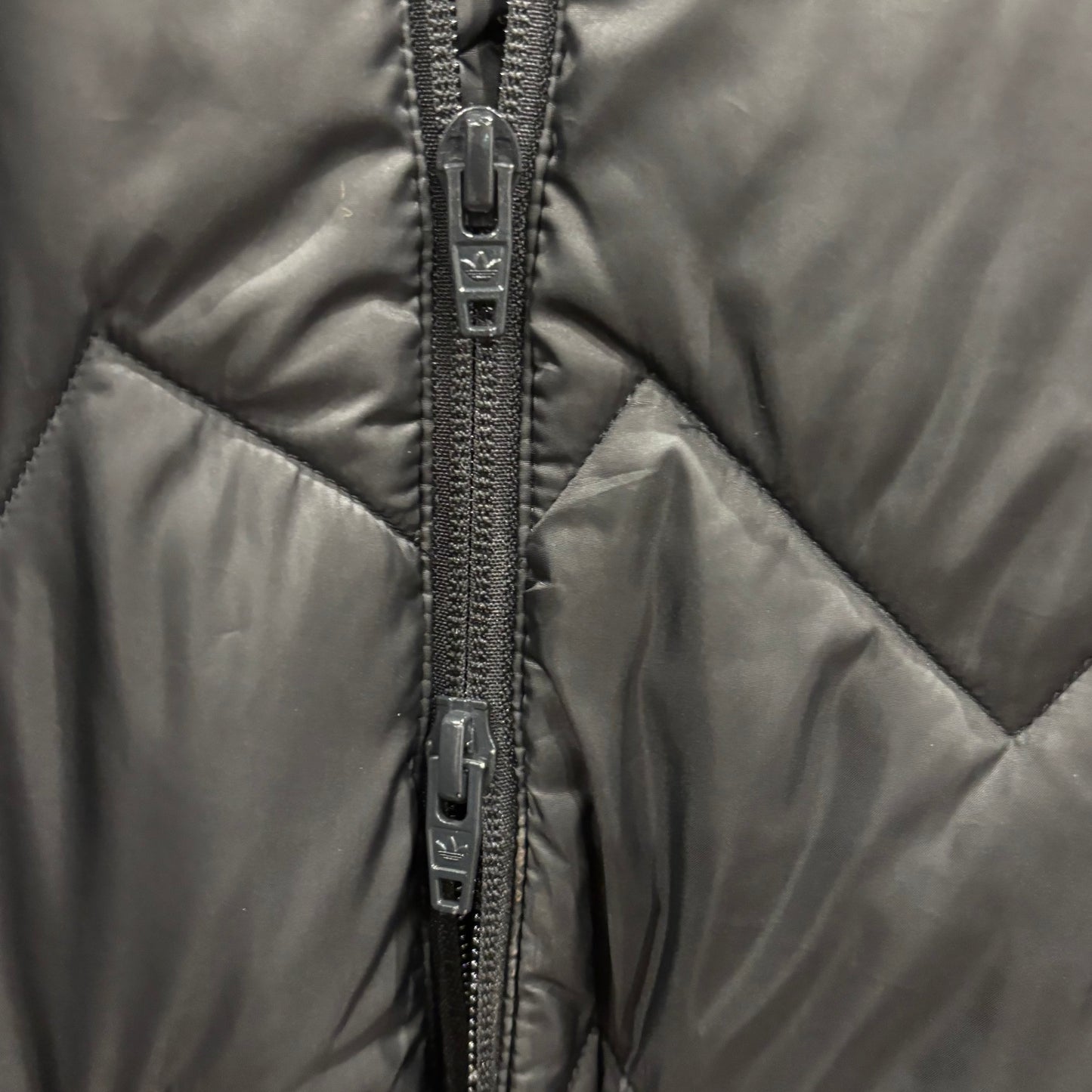 00's Adidas ダブルジップ キルティングジャケット 黒 (XL)/A9861J-SO