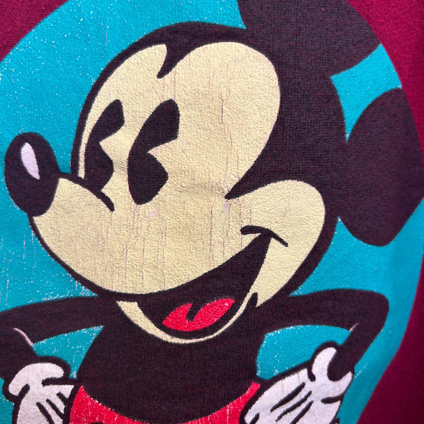 90's Mickey & Co. ミッキーマウス プリントスウェット えんじ (XL)/B3645S-SO
