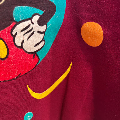 90's Mickey & Co. ミッキーマウス プリントスウェット えんじ (XL)/B3645S-SO