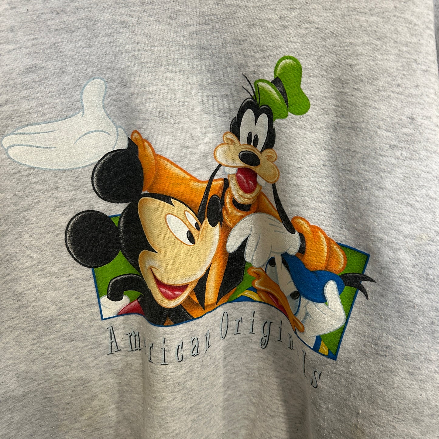 90's ~ The Disney catalog ミッキー＆グーフィ＆ドナルド ディズニースウェット 白 (L)/C1425S-SO