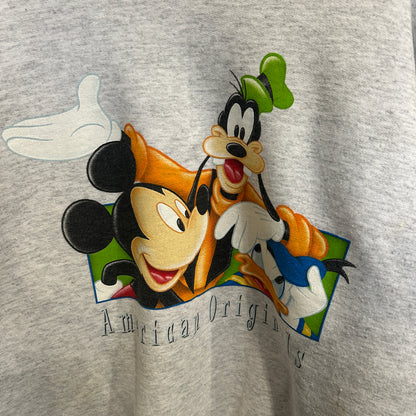 90's ~ The Disney catalog ミッキー＆グーフィ＆ドナルド ディズニースウェット 白 (L)/C1425S-SO