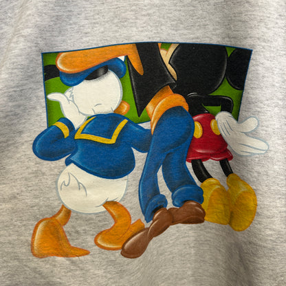 90's ~ The Disney catalog ミッキー＆グーフィ＆ドナルド ディズニースウェット 白 (L)/C1425S-SO