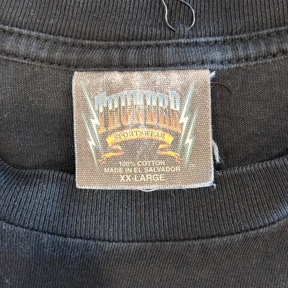 90's American Thunder Forever Free 狼 プリントTシャツ 黒 (2XL)/B2732T-SO