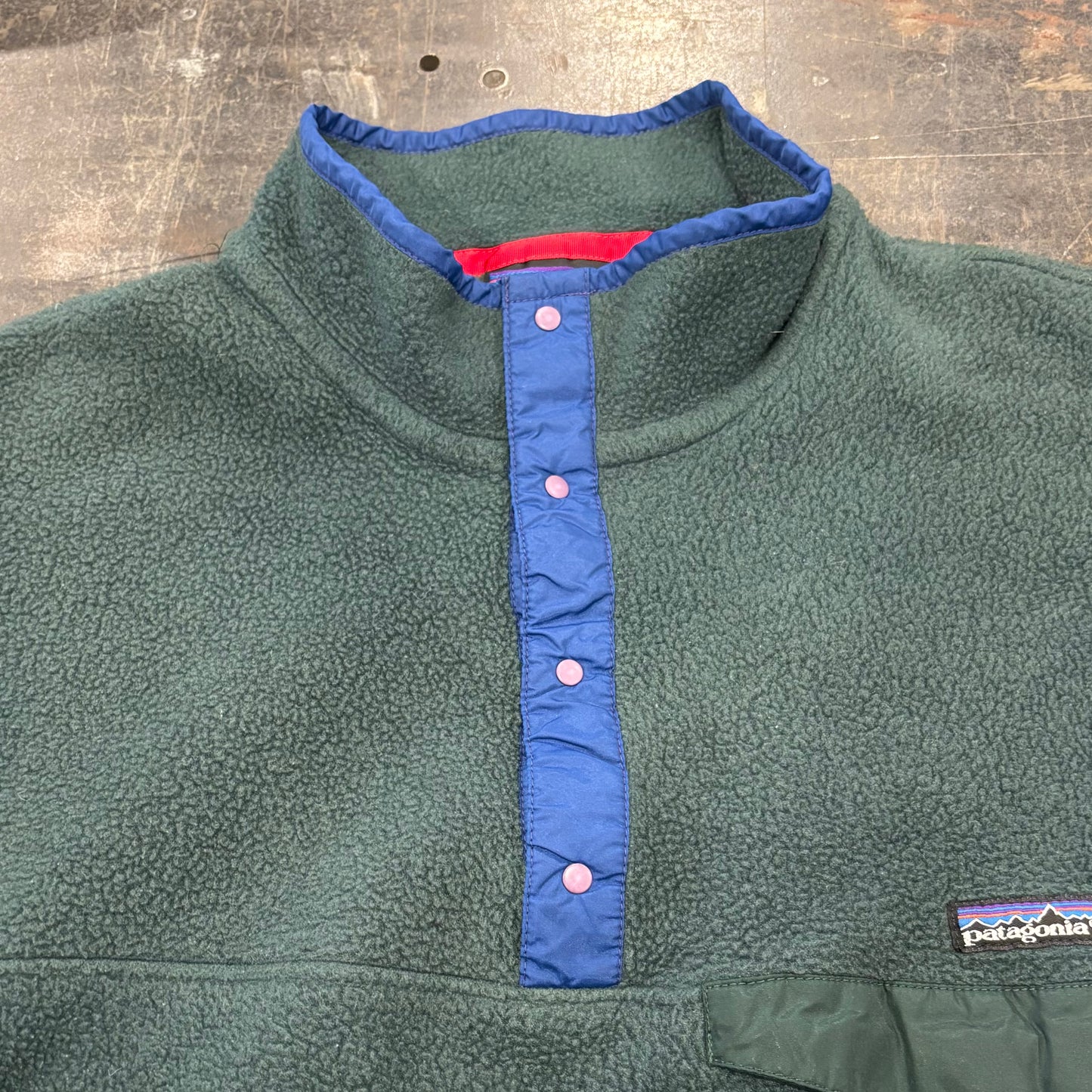 90's Patagonia パタゴニア スナップT シンチラ フリース プルオーバー 深緑 (L) /A9843F-SO