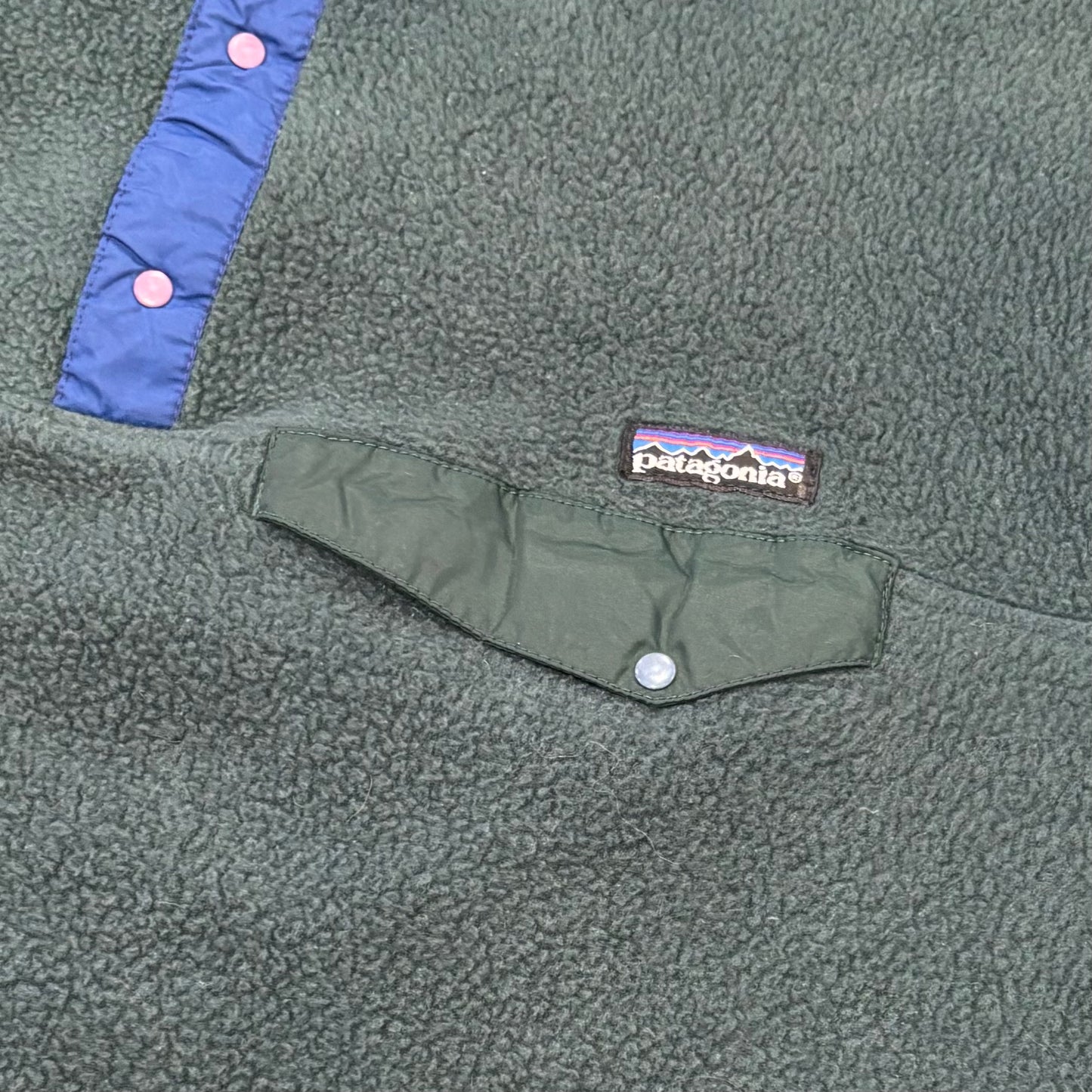 90's Patagonia パタゴニア スナップT シンチラ フリース プルオーバー 深緑 (L) /A9843F-SO