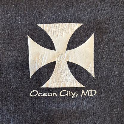 00's DELTA SHUT UP AND RIDE Ocean City Liquid Blue ストームライダー プリントTシャツ 黒 (XL)/B2521T-SO