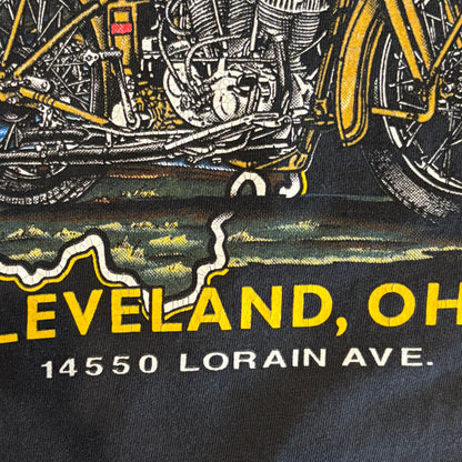 90's Hanes Harley-Davidson Cleveland, Ohio イーグル プリントTシャツ 黒 (M)/A3659T-SO
