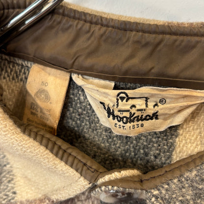 70's Wool Rich ウールリッチ バッファローチェック シャツジャケット 灰茶ベージュ系 (50)/A5088J-SO