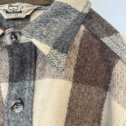 70's Wool Rich ウールリッチ バッファローチェック シャツジャケット 灰茶ベージュ系 (50)/A5088J-SO