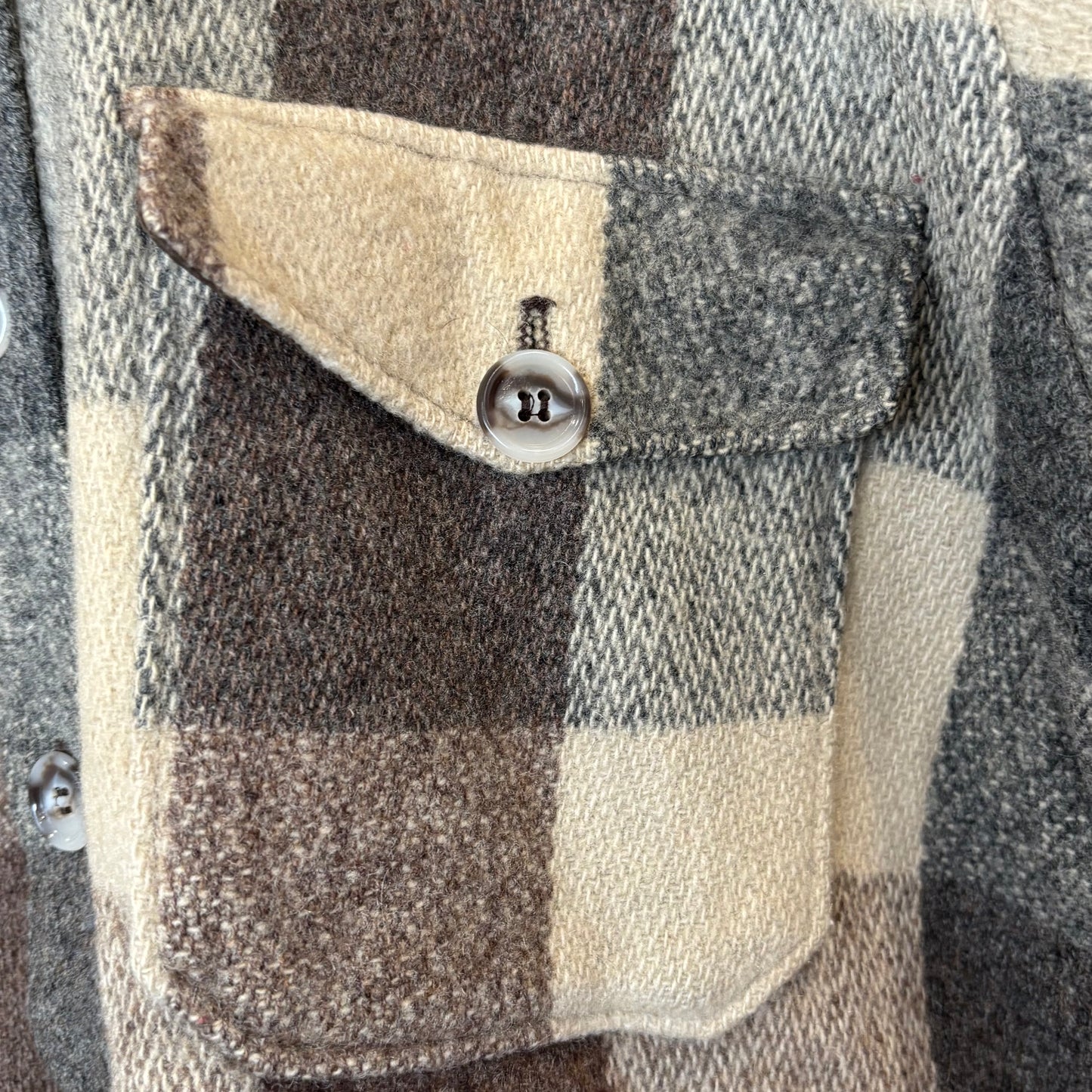 70's Wool Rich ウールリッチ バッファローチェック シャツジャケット 灰茶ベージュ系 (50)/A5088J-SO