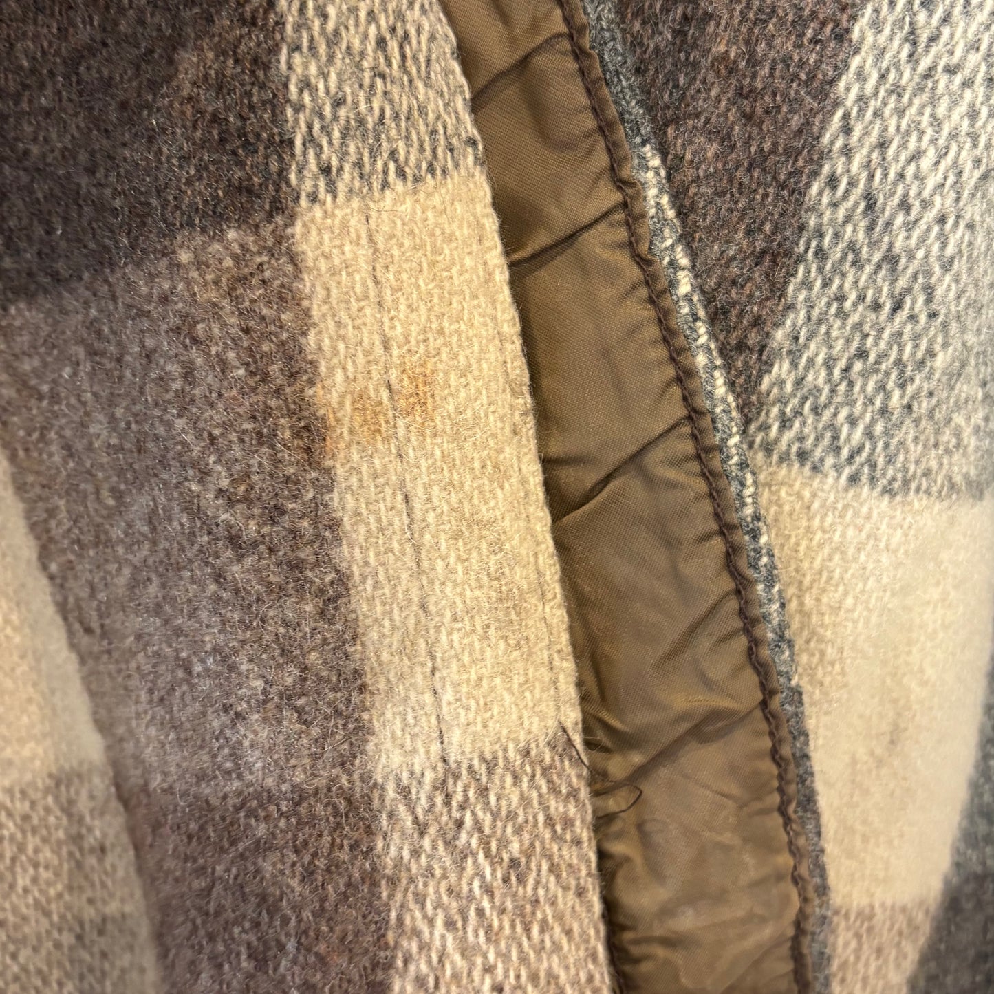 70's Wool Rich ウールリッチ バッファローチェック シャツジャケット 灰茶ベージュ系 (50)/A5088J-SO