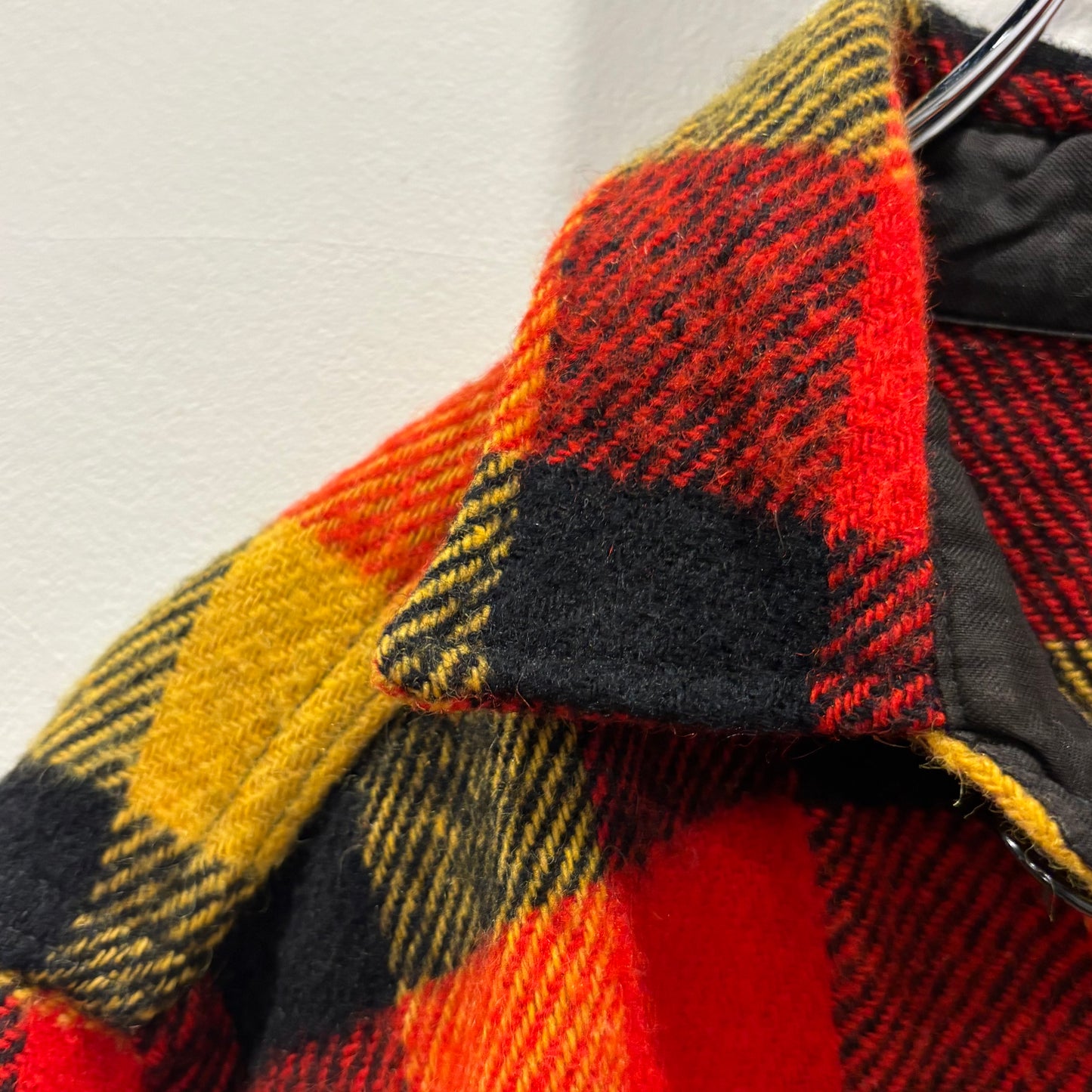 60's~70's Melton ウールチェックシャツ 赤黒黄 (サイズ不明)/A8978S-SO