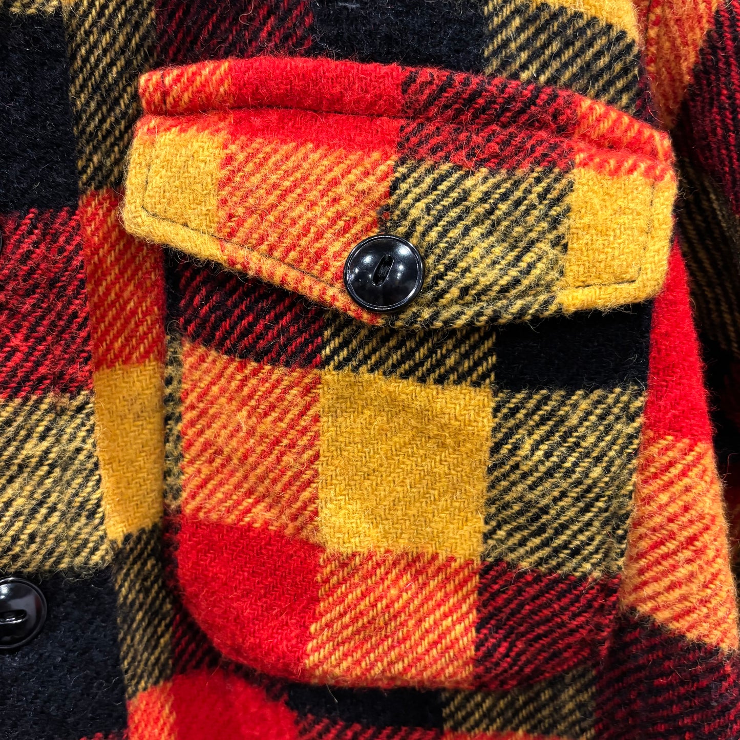 60's~70's Melton ウールチェックシャツ 赤黒黄 (サイズ不明)/A8978S-SO