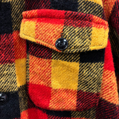 60's~70's Melton ウールチェックシャツ 赤黒黄 (サイズ不明)/A8978S-SO