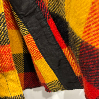 60's~70's Melton ウールチェックシャツ 赤黒黄 (サイズ不明)/A8978S-SO
