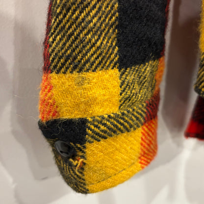 60's~70's Melton ウールチェックシャツ 赤黒黄 (サイズ不明)/A8978S-SO